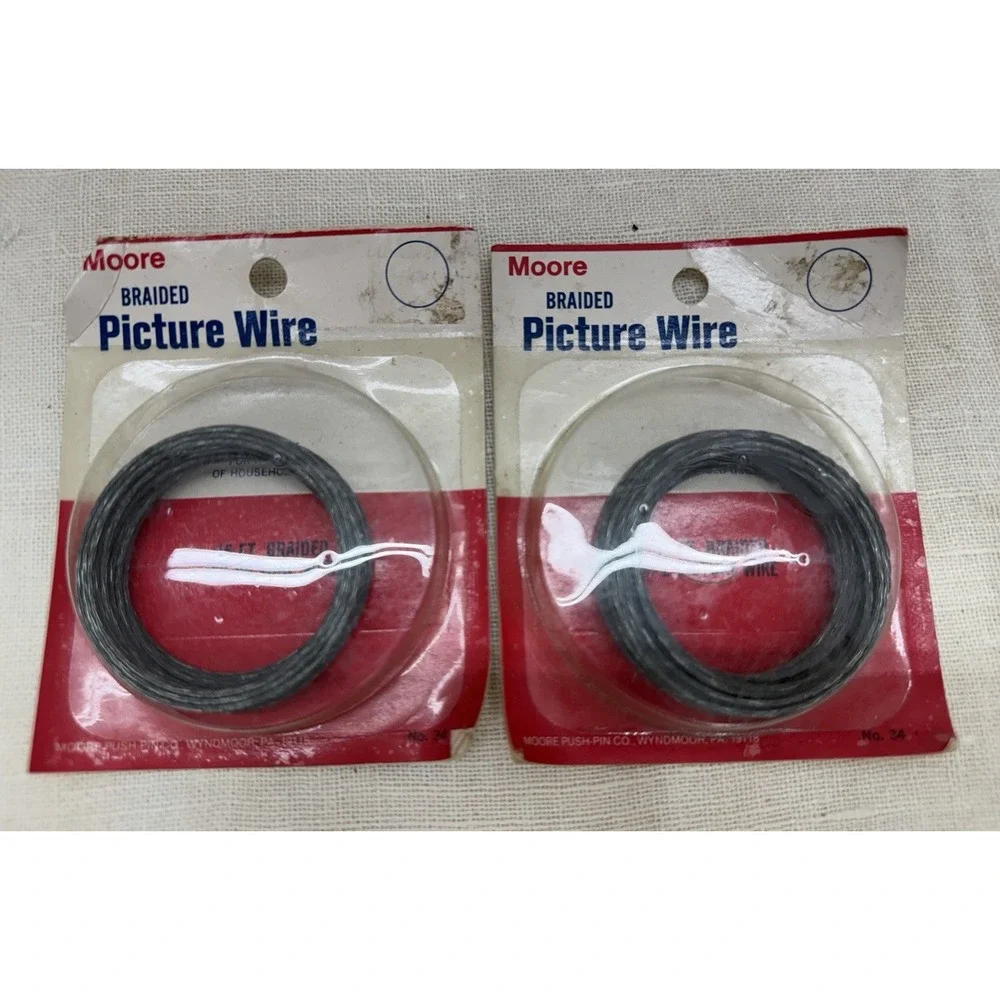 Vtg Moore Picture Hanging Hardware Lot NOS Wire Hangers Sawtooth Nail-Less 14 Pk
